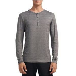 Men's Theory Gray Snap Henley Shirt In Modal Jersey Size Large Comfort Casual